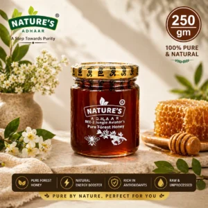 Nature's Adhaar Bee 2 Jungle Aviators Pure Forest Honey | Raw Natural Jungle Harvested Treetop Honey | Unprocessed Unfiltered Wild Nectar | Glass Jar Packaging | 250Gm