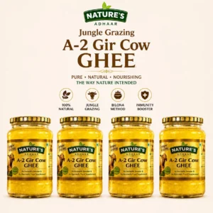 Nature's Adhaar A2 Ghee | Gir Cow Ghee | Bilona Method | Jungle Grazed | Grass-Fed | Handmade | Authentic Desi Ghee | 100% Natural | Curd Churned | Premium Desi Ghee (Combo) (1L (Pack of 4)