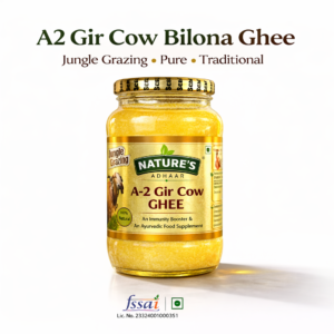 Nature’s Adhaar A2 Milk Cow Ghee 1L (1000ml) | Traditional Bilona Method | Jungle Grazed | Grass-Fed Curd Churned | Handmade Cultured Premium Desi Ghee | 100% Pure & Natural