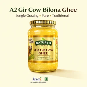 Nature’s Adhaar A2 Gir Cow Ghee 1L (1000ml) | Traditional Bilona Method | Jungle Grazed | Grass-Fed Curd Churned | Handmade Cultured Premium Desi Ghee | 100% Pure & Natural