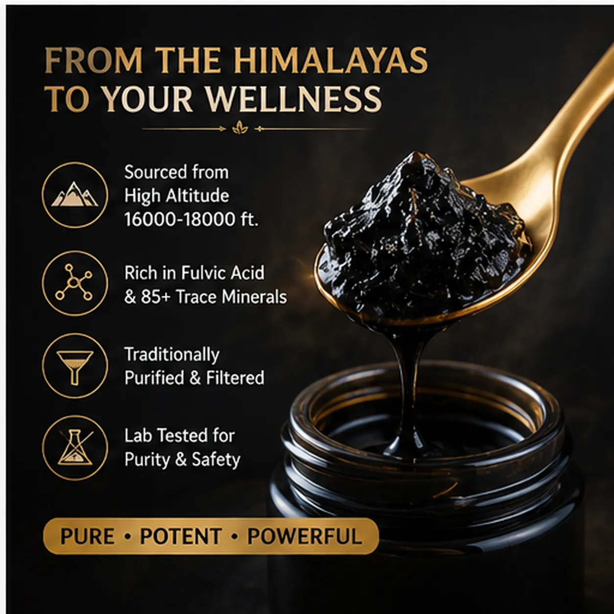 Nature's Adhaar Pure Himalayan Shilajit Resin | 100 Percent Natural Premium Shilajit | Traditional Mineral Rich Tar Like Extract | Glass Jar Packaging | Natural Supplement From India (20G) - Image 2