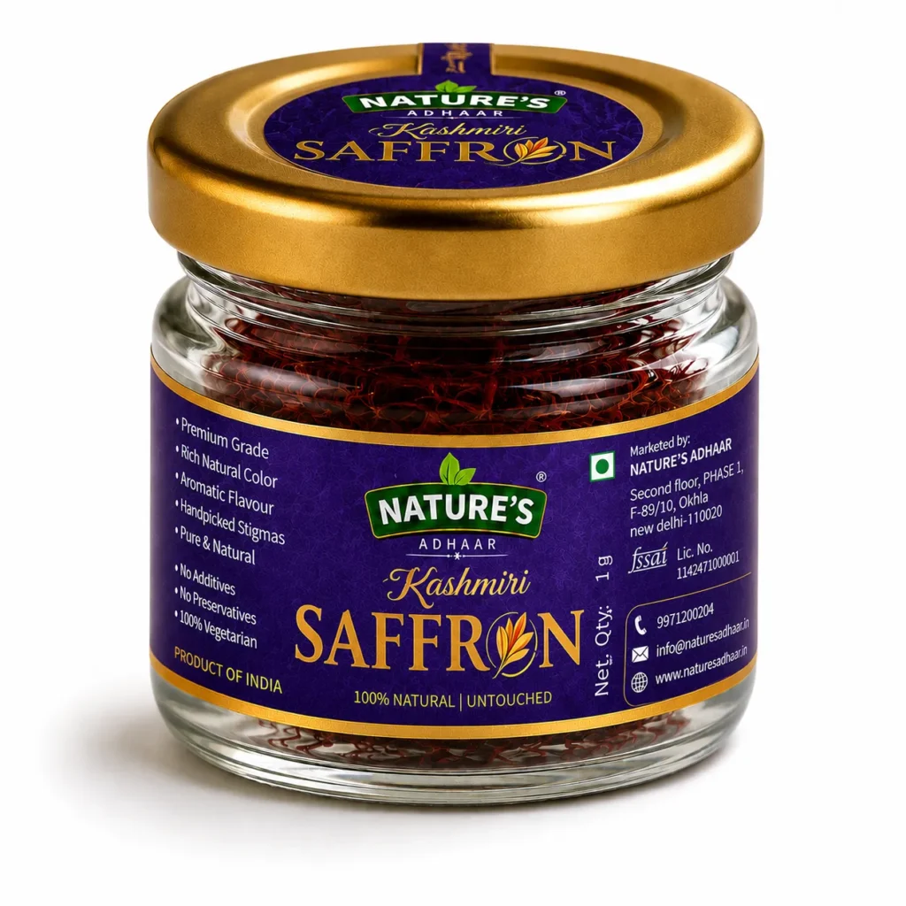 Authentic Kashmiri Saffron (Kesar) A Grade Long Threads | Hand Harvested | Pure Crocus Sativus | Rich Aroma | Vibrant Colour | Premium Spice | 1g