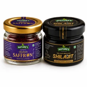 Nature’s Adhaar Premium Wellness Combo | Kashmiri Saffron A Grade Long Kesar Threads 1g & Pure Himalayan Shilajit Resin 20g | Natural Luxury Wellness Pack